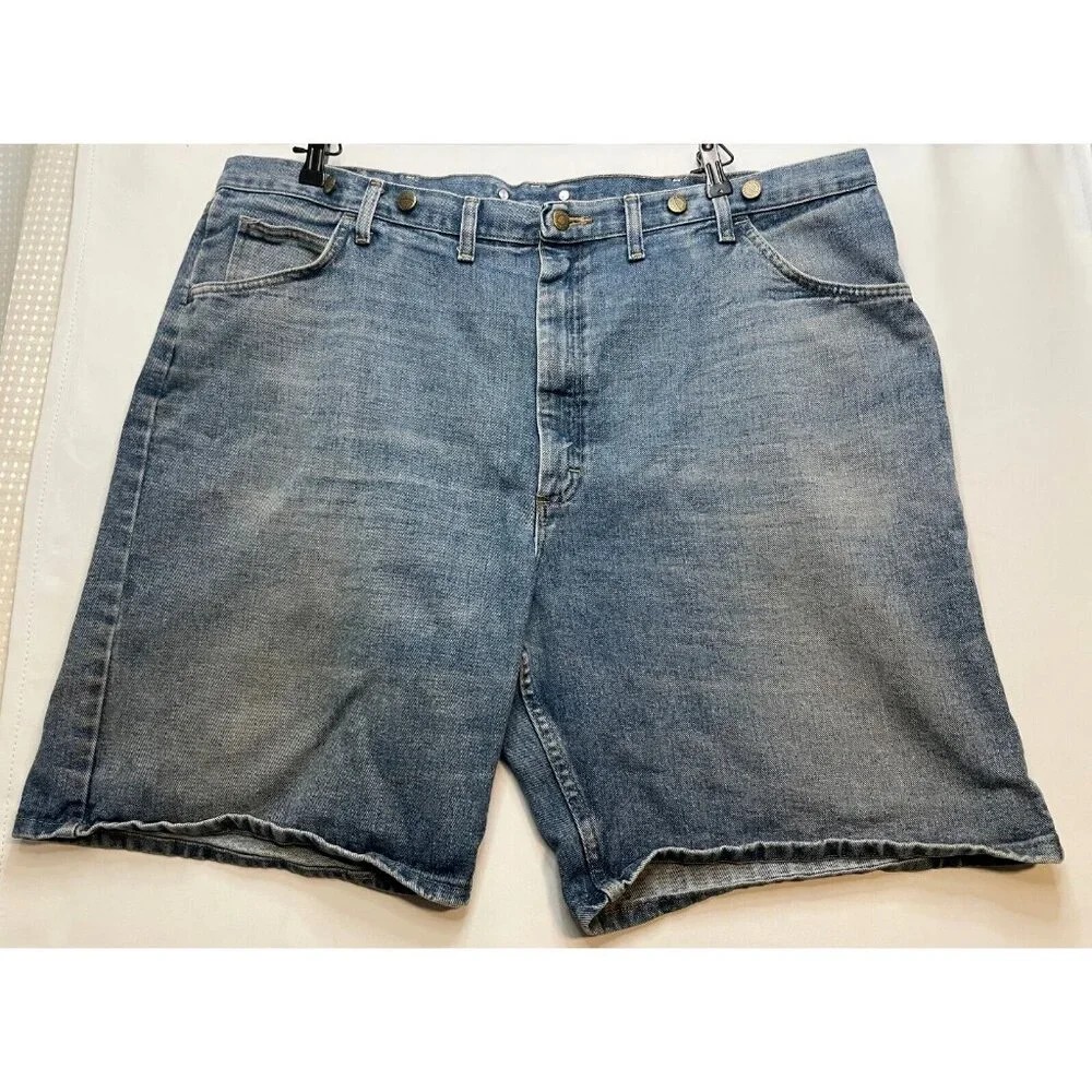 Wrangler relaxed fit shorts mens 46 x 10 high rise suspenders 606W1DH blue